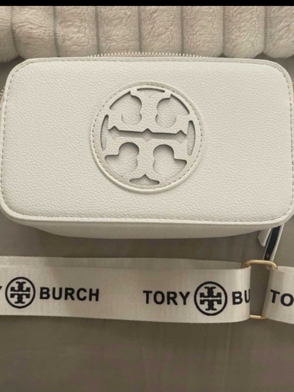 White Leather Logo Crossbody